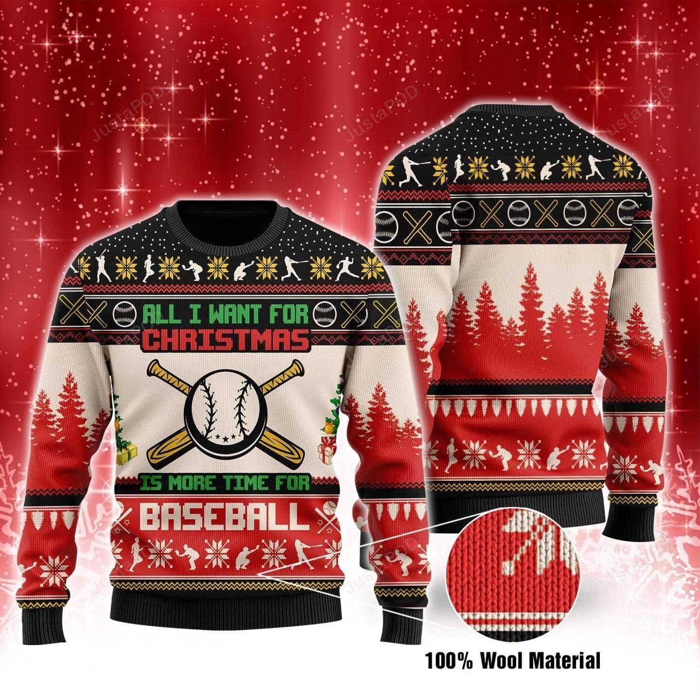 All I Want For Christmas Is Baseball Ugly Christmas Sweater All I Want For Christmas Is Baseball Ugly Christmas Sweater