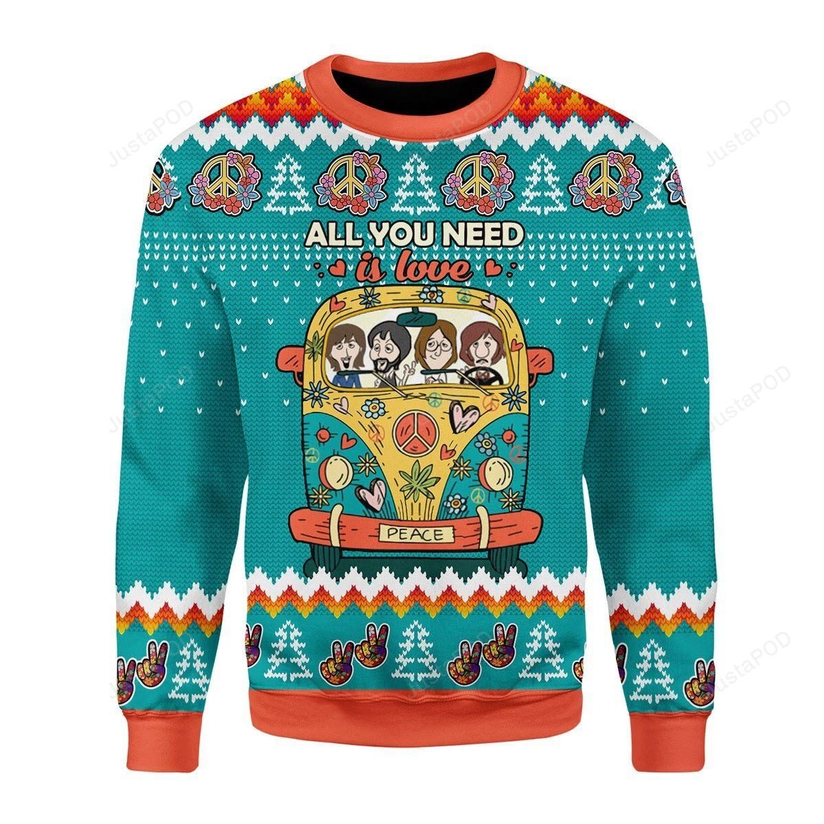 All You Need Is Love Hippie Ugly Sweater All You Need Is Love Hippie Ugly Sweater