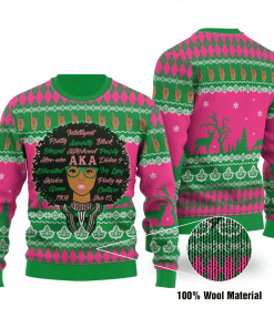 Alpha Kappa Alpha AKA Girl AKA Pearls Symbol Xmas Pattern Ugly Christmas Sweater