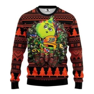 Anaheim Ducks Grinch Hug Christmas For Fans Ugly Christmas Sweater