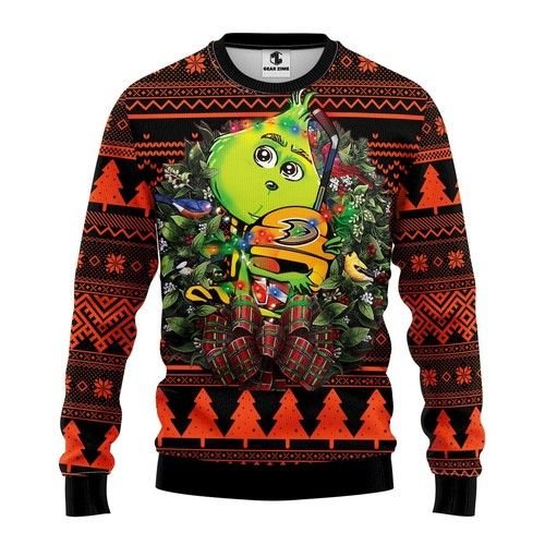 Anaheim Ducks Grinch Hug Christmas For Fans Ugly Christmas Sweater Anaheim Ducks Grinch Hug Christmas For Fans Ugly Christmas Sweater