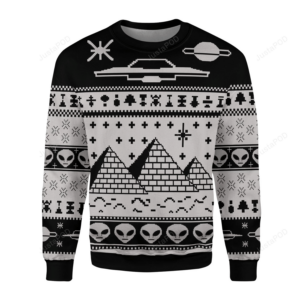 Ancient Pyramid Alien Ugly Christmas Sweater