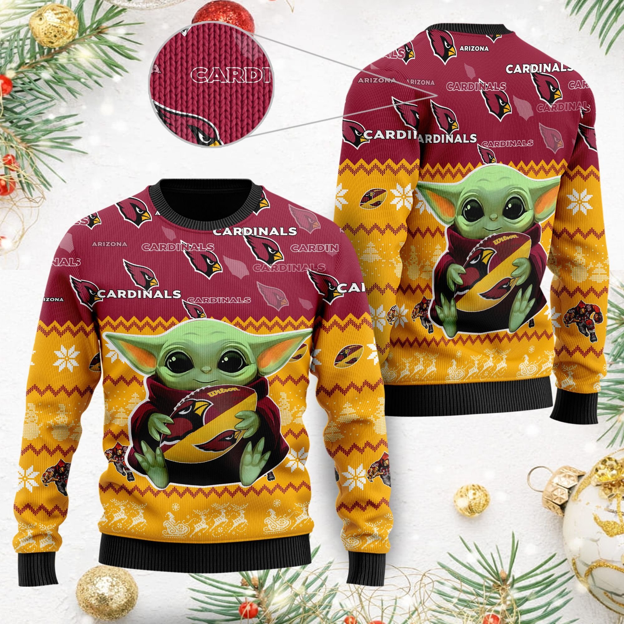 Arizona Cardinals Baby Yoda Ugly Christmas Sweater Arizona Cardinals Baby Yoda Ugly Christmas Sweater