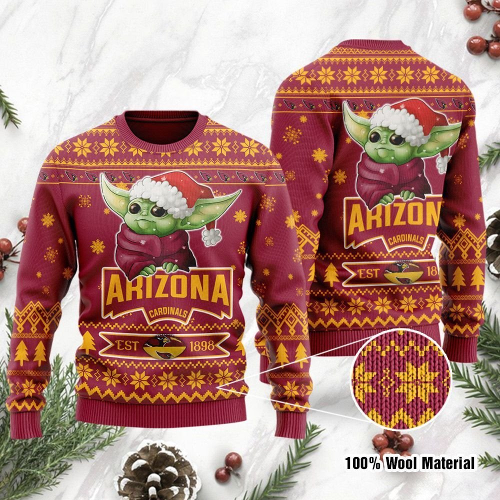 Arizona Cardinals Cute Baby Yoda Grogu Ugly Christmas Sweater Arizona Cardinals Cute Baby Yoda Grogu Ugly Christmas Sweater