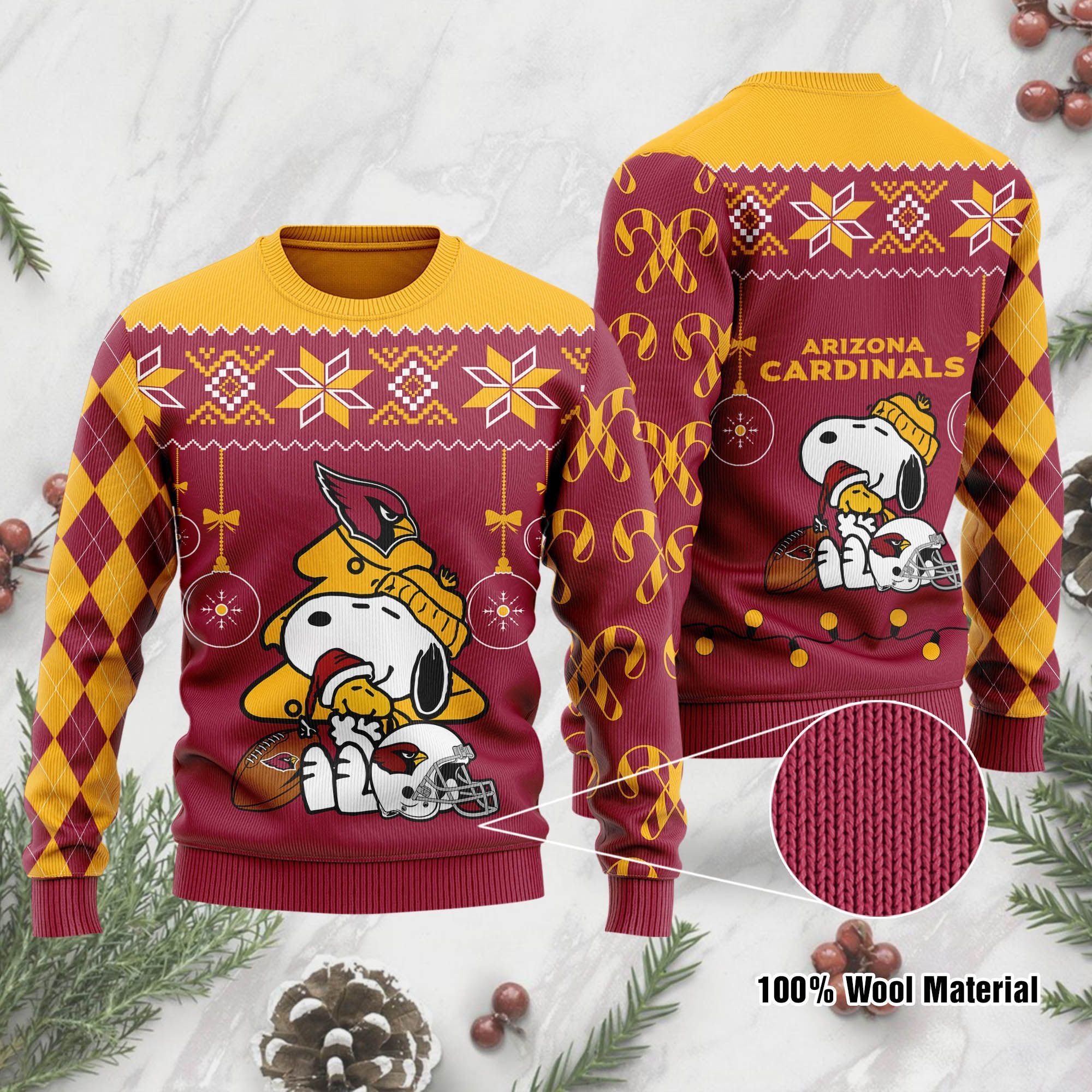 Arizona Cardinals Funny Charlie Brown Peanuts Snoopy Ugly Christmas Sweater Arizona Cardinals Funny Charlie Brown Peanuts Snoopy Ugly Christmas Sweater