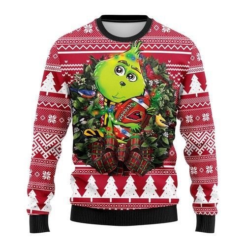 Arizona Cardinals Grinch Hug Ugly Christmas Sweater Arizona Cardinals Grinch Hug Ugly Christmas Sweater