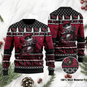 Arizona Cardinals Jack Skellington Halloween Ugly Christmas Sweater