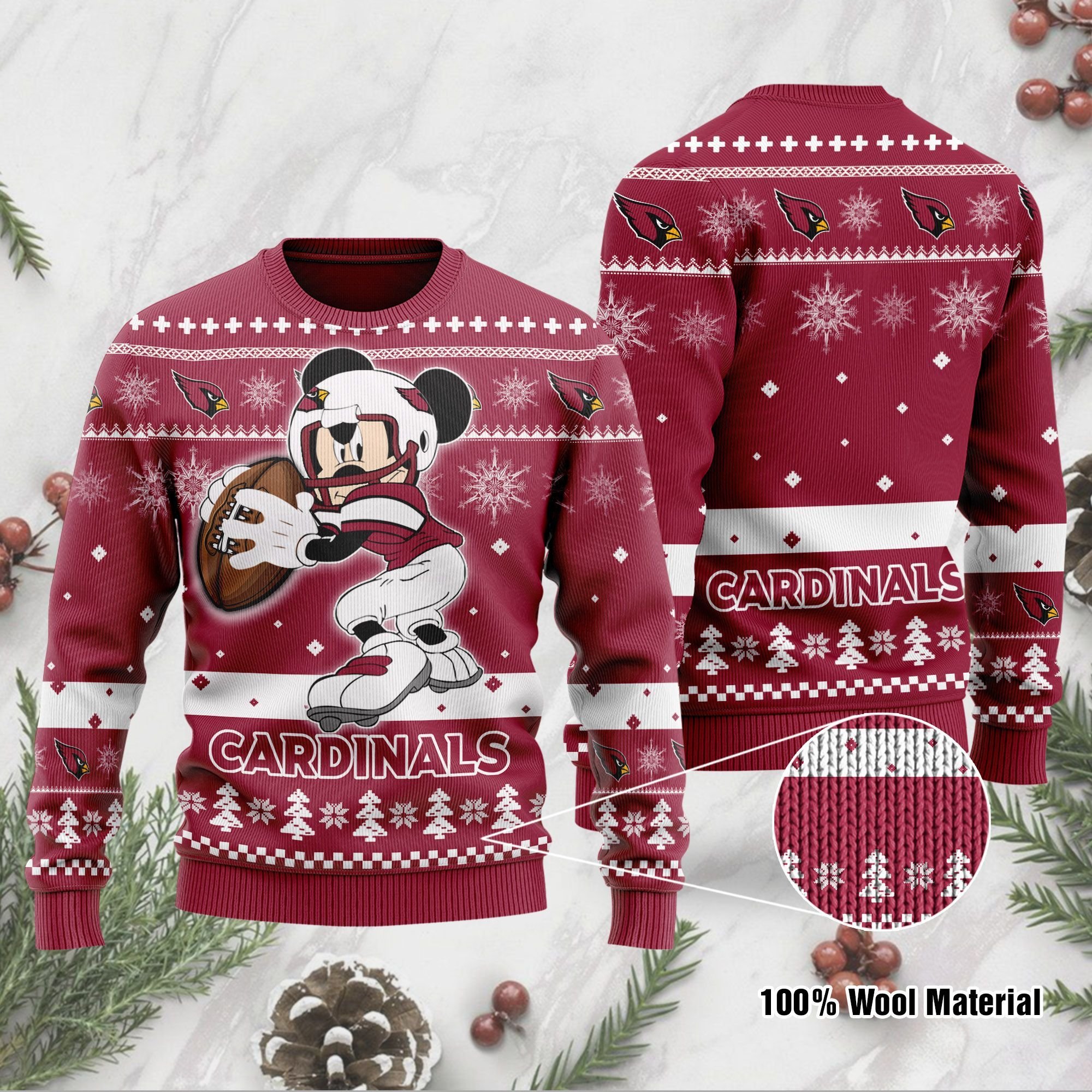 Arizona Cardinals Mickey Mouse Funny Ugly Christmas Sweater Arizona Cardinals Mickey Mouse Funny Ugly Christmas Sweater