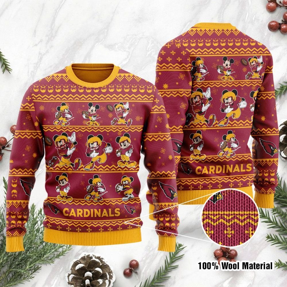 Arizona Cardinals Mickey Mouse Ugly Christmas Sweater Arizona Cardinals Mickey Mouse Ugly Christmas Sweater