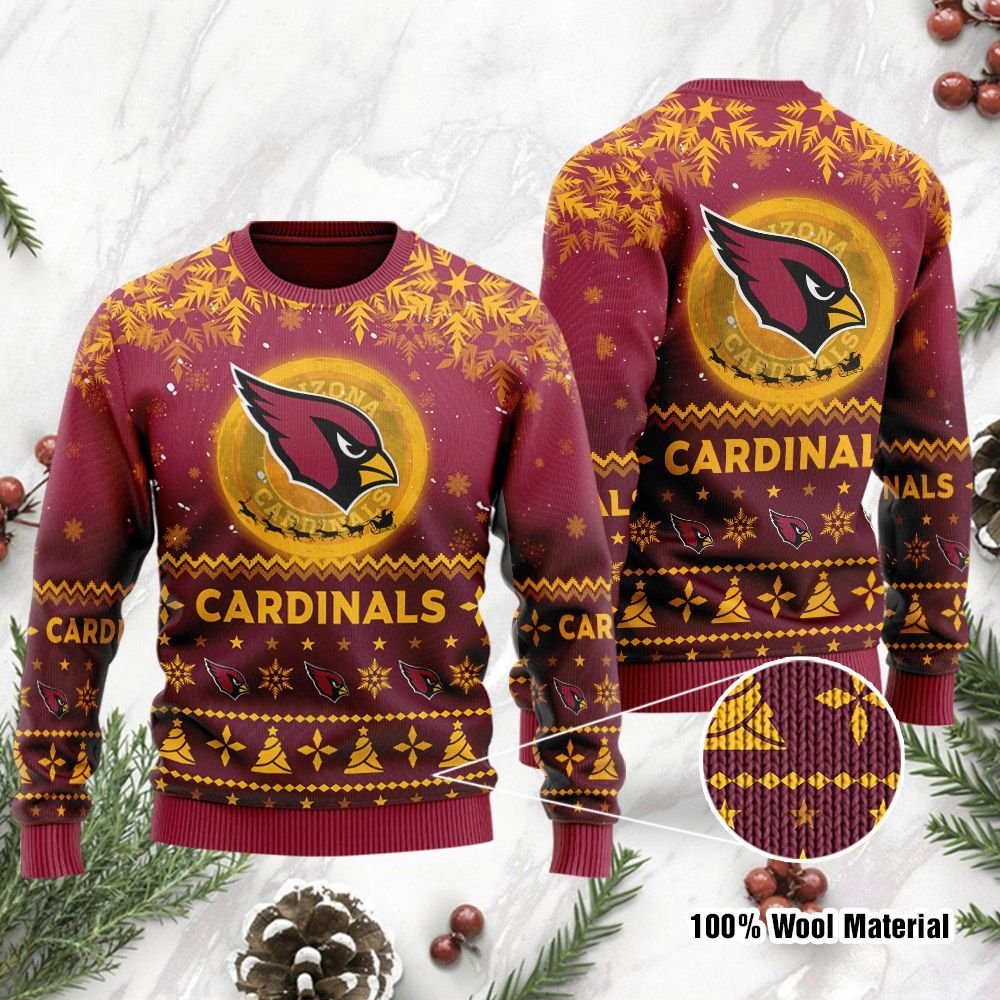 Arizona Cardinals Santa Claus In The Moon Ugly Christmas Sweater Arizona Cardinals Santa Claus In The Moon Ugly Christmas Sweater