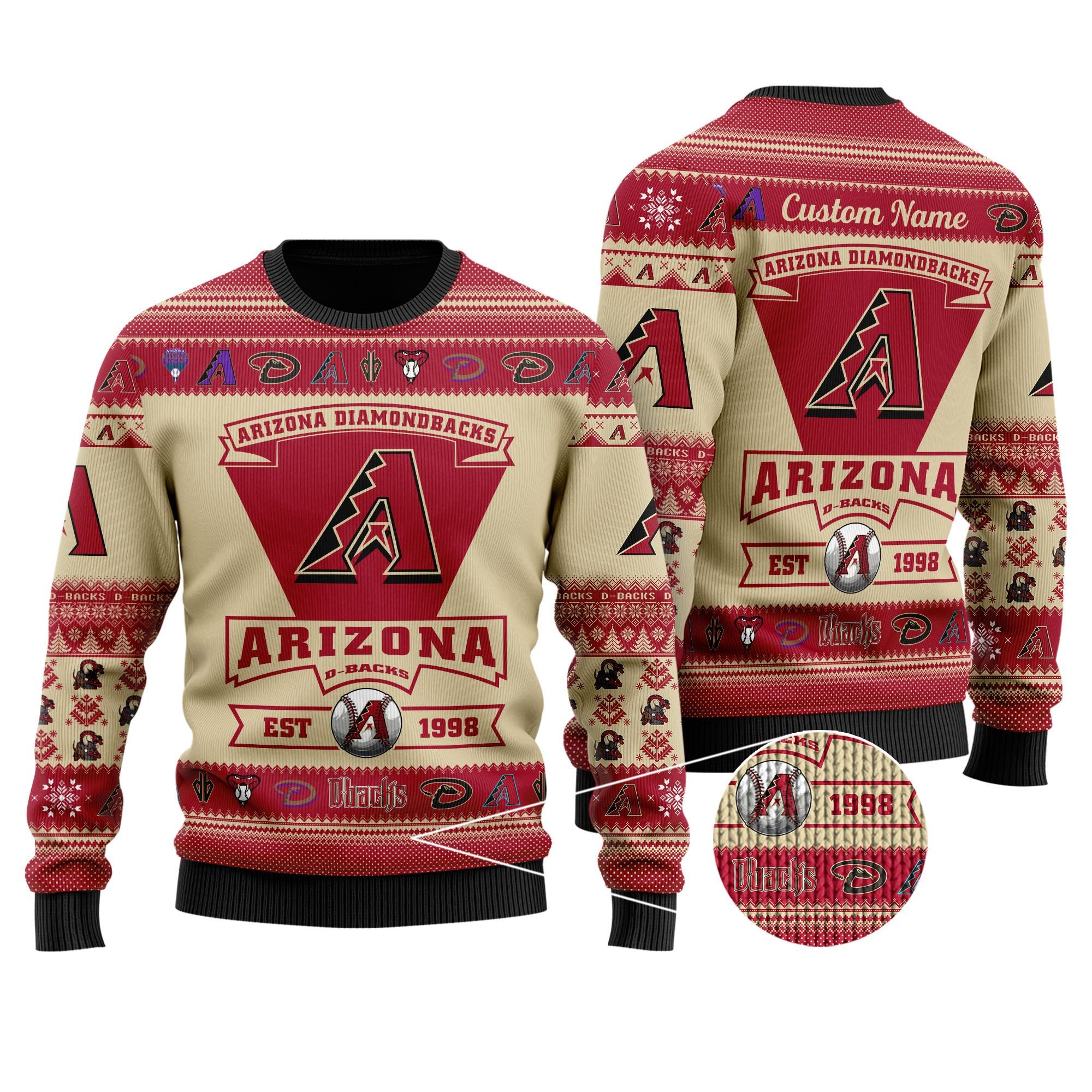 Arizona Diamondbacks Football Team Logo Personalized Ugly Christmas Sweater Arizona Diamondbacks Football Team Logo Personalized Ugly Christmas Sweater