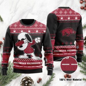 Arkansas Razorbacks Snoopy Dabbing Holiday Party Ugly Christmas Sweater