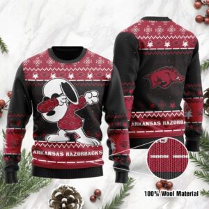 Arkansas Razorbacks Snoopy Dabbing Ugly Christmas Sweater