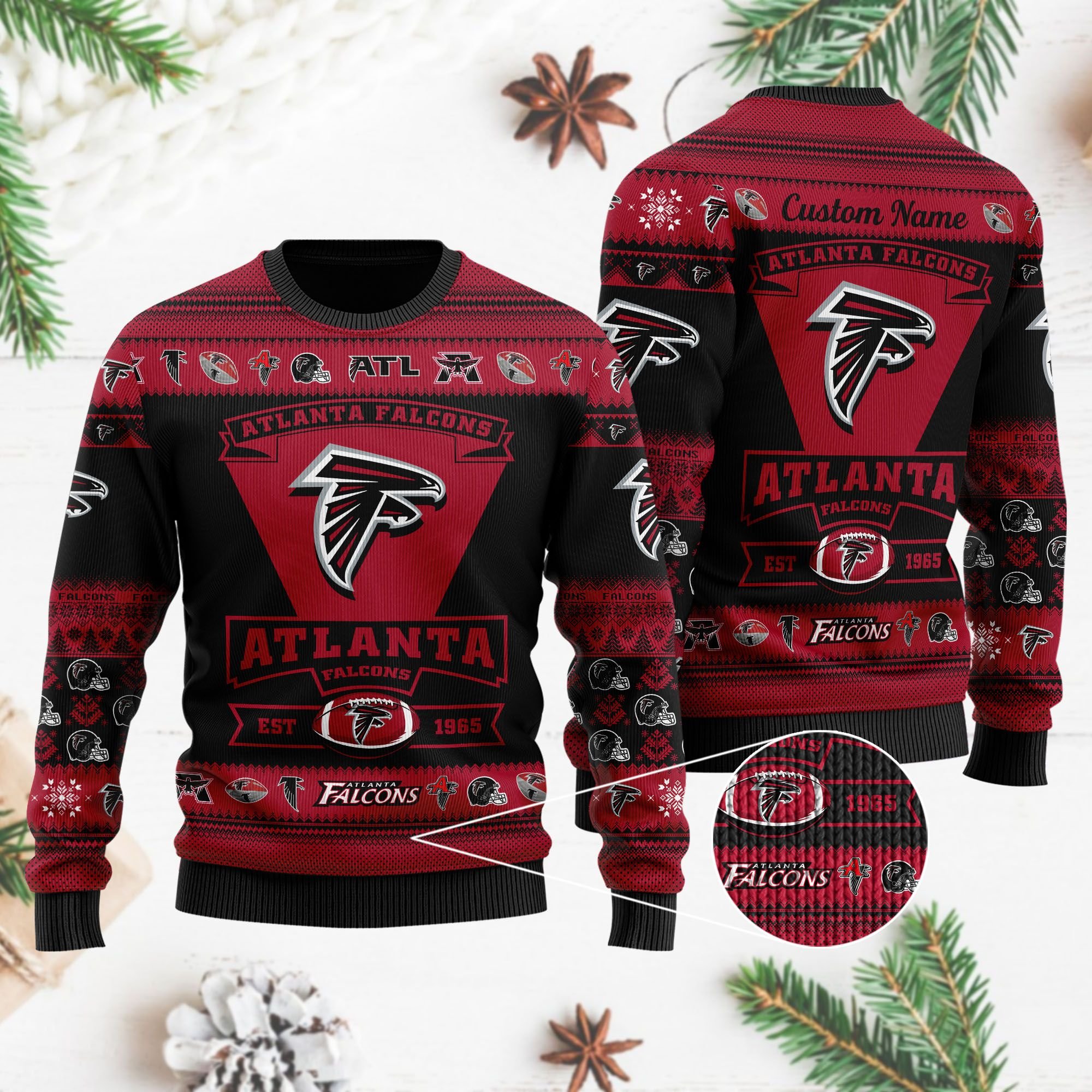 Atlanta Falcons Football Team Logo Custom Name Personalized Ugly Christmas Sweater Atlanta Falcons Football Team Logo Custom Name Personalized Ugly Christmas Sweater