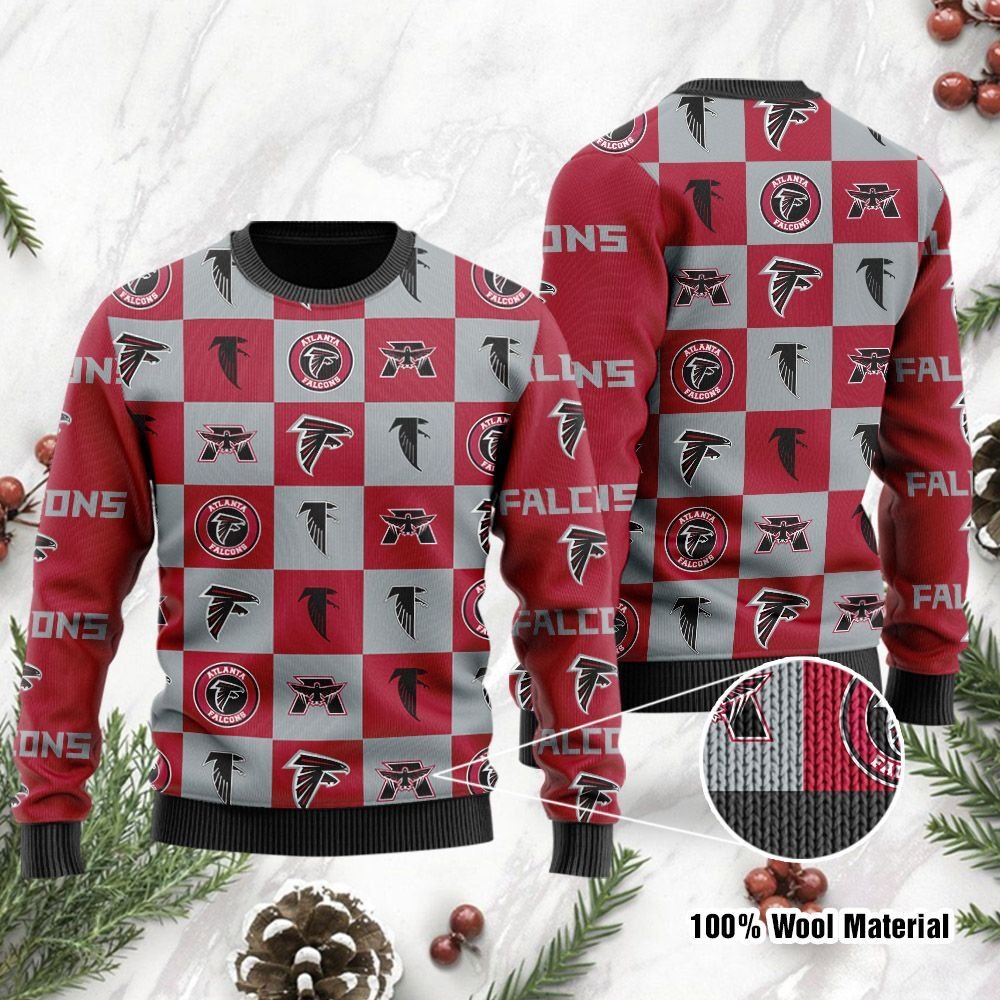 Atlanta Falcons Logo Checkered Flannel Ugly Christmas Sweater Atlanta Falcons Logo Checkered Flannel Ugly Christmas Sweater