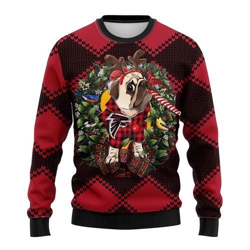 Atlanta Falcons Pug Dog Ugly Christmas Sweater Atlanta Falcons Pug Dog Ugly Christmas Sweater