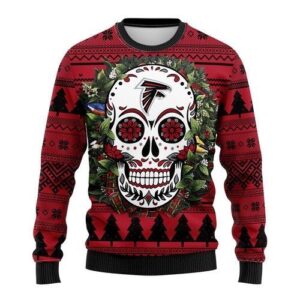 Atlanta Falcons Skull Flower Ugly Christmas Sweater