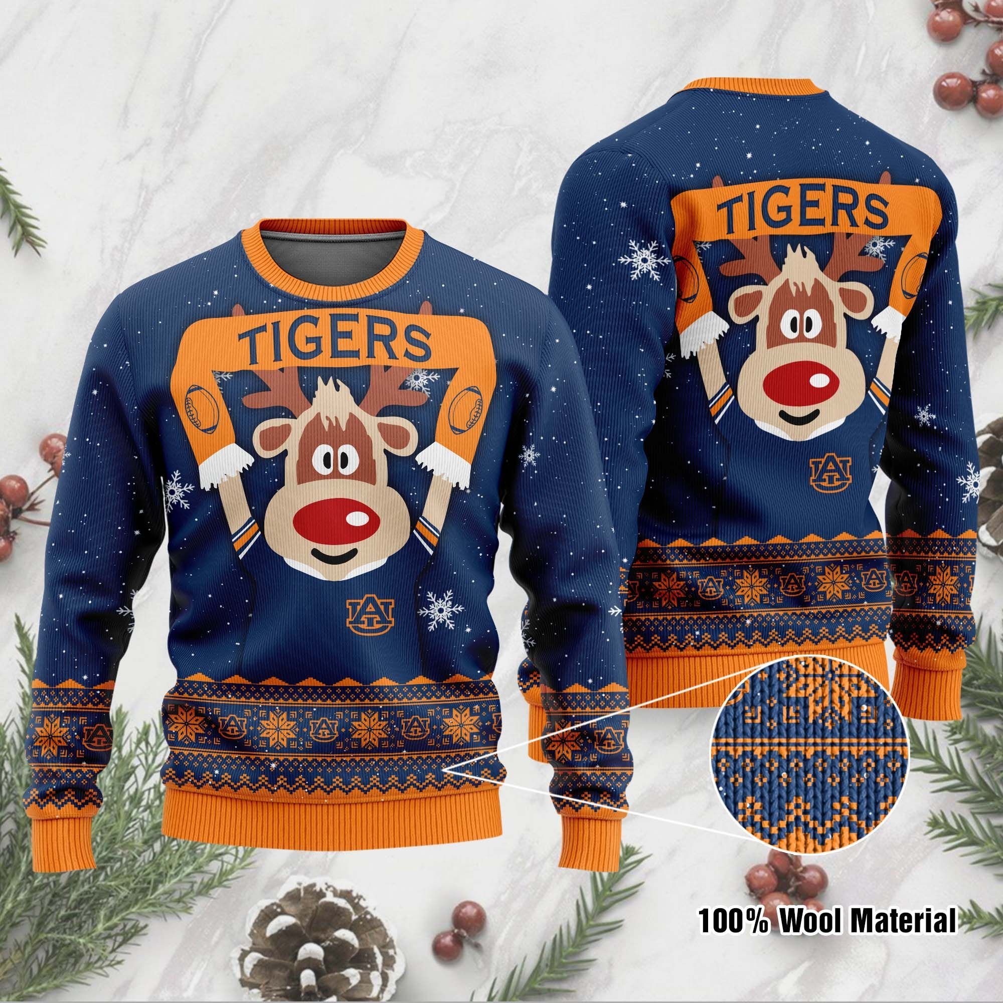 Auburn Tigers 2 Funny Ugly Christmas Sweater Auburn Tigers 2 Funny Ugly Christmas Sweater