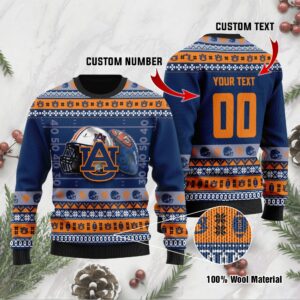 Auburn Tigers Custom Name & Number Personalized Ugly Christmas Sweater