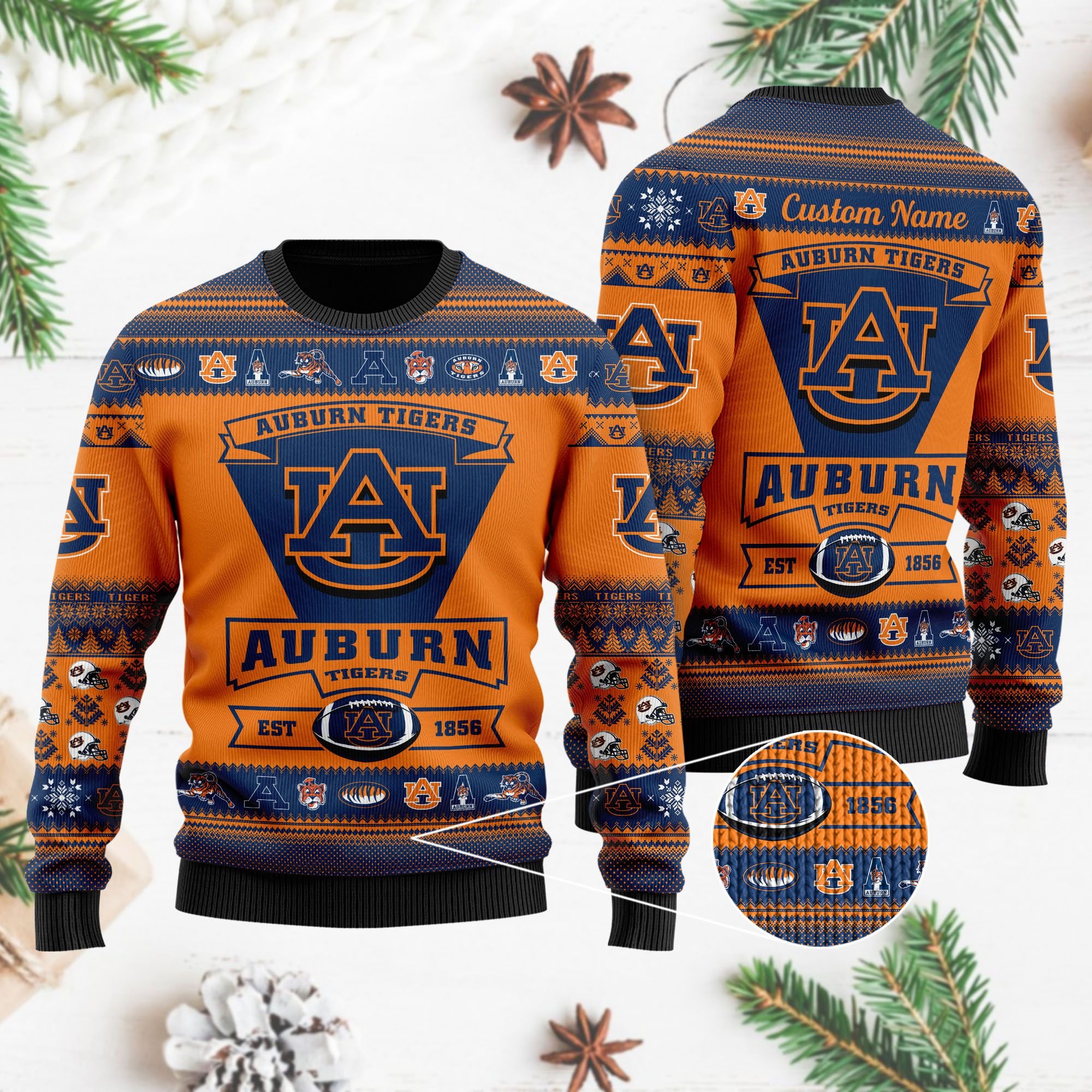 Auburn Tigers Football Team Logo Custom Name Personalized Ugly Christmas Sweater Auburn Tigers Football Team Logo Custom Name Personalized Ugly Christmas Sweater