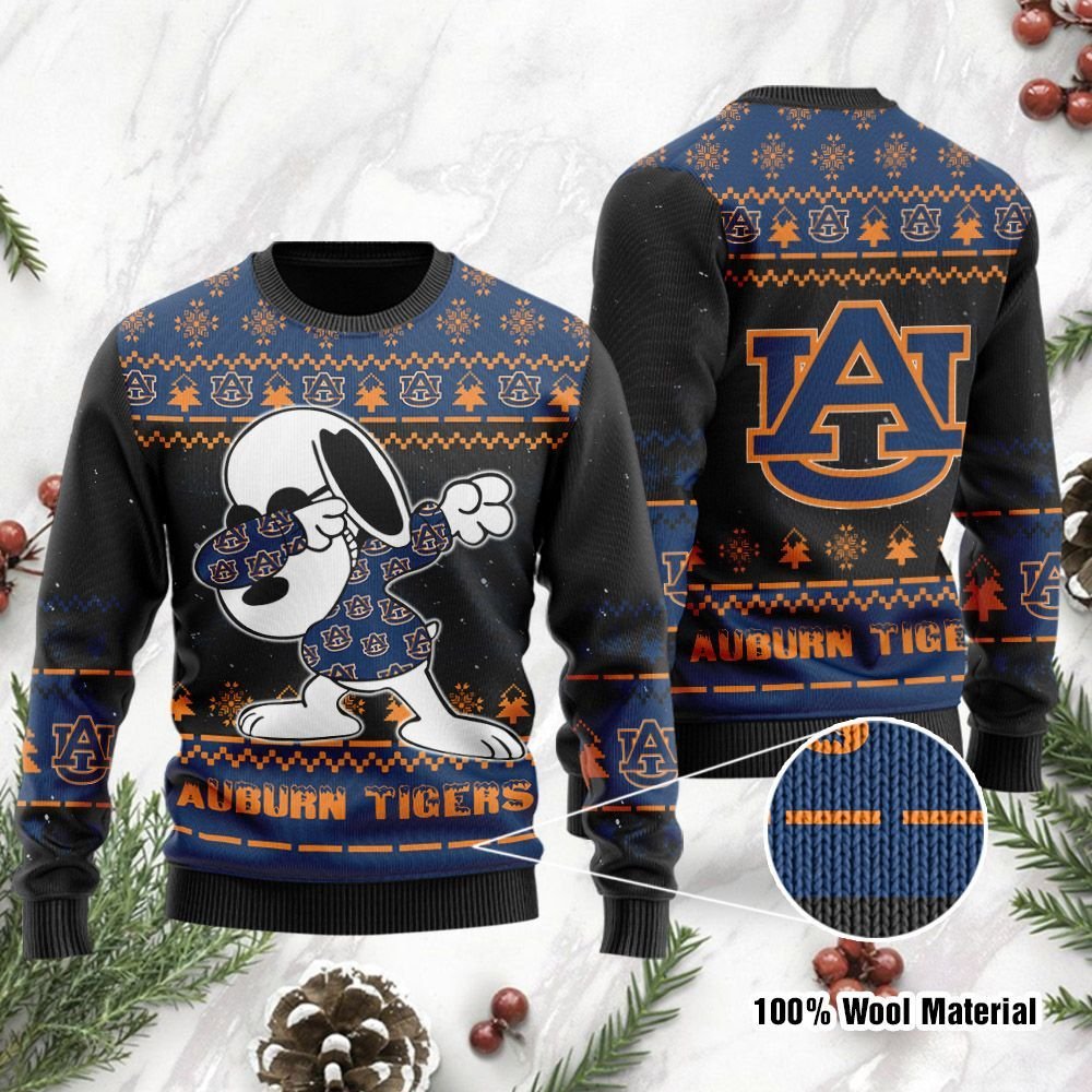 Auburn Tigers Snoopy Dabbing Ugly Christmas Sweater Auburn Tigers Snoopy Dabbing Ugly Christmas Sweater