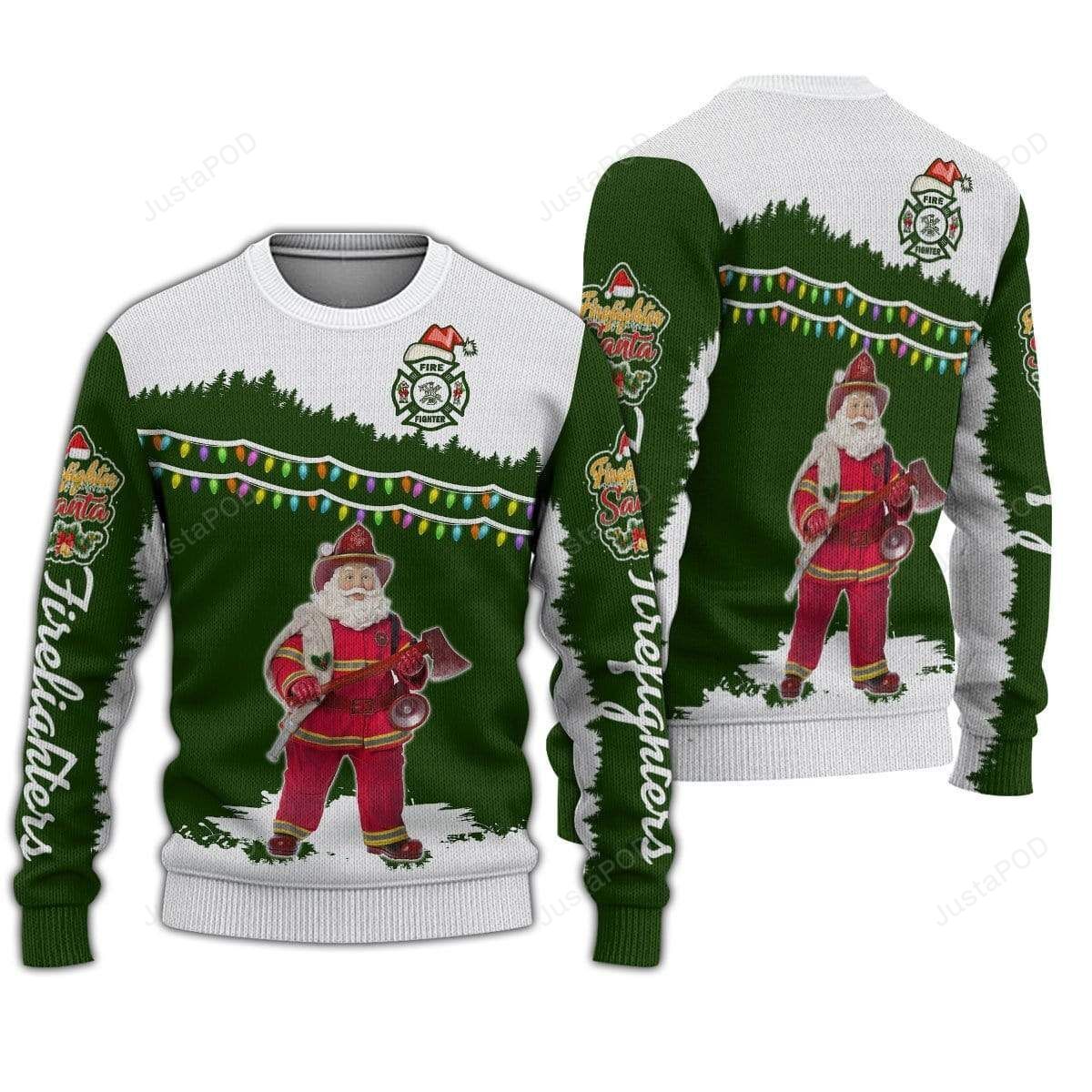 Awesome Santa Firefighter Ugly Christmas Sweater Awesome Santa Firefighter Ugly Christmas Sweater