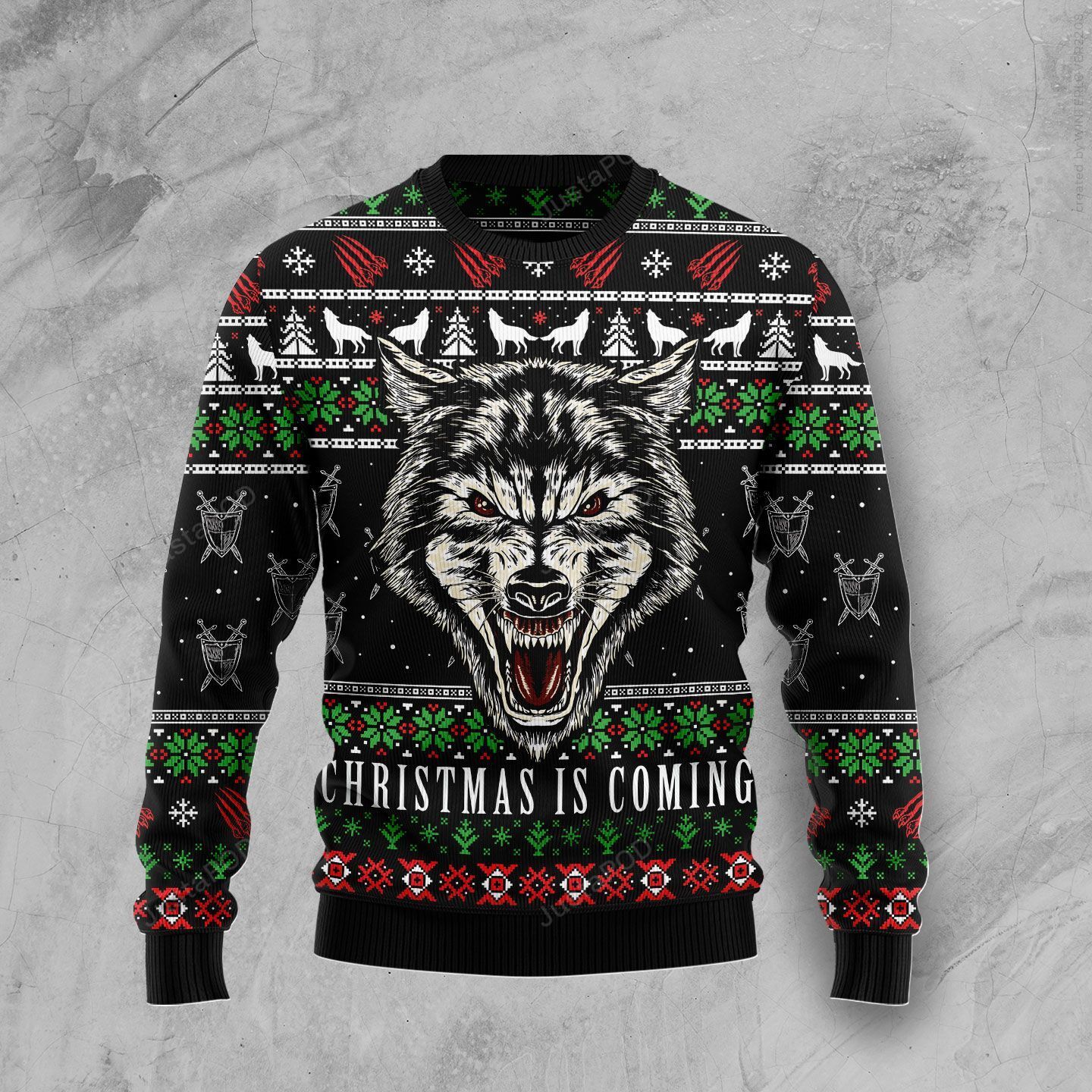Awesome Wolf Ugly Christmas Sweater Awesome Wolf Ugly Christmas Sweater