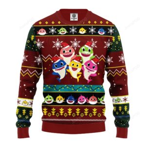Baby Shark Ugly Christmas Sweater Red Brown