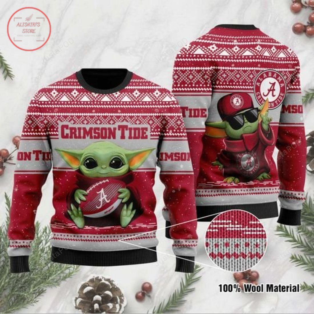 Baby Yoda Alabama Crimson Tide Christmas For Fans Ugly Christmas Sweater Baby Yoda Alabama Crimson Tide Christmas For Fans Ugly Christmas Sweater