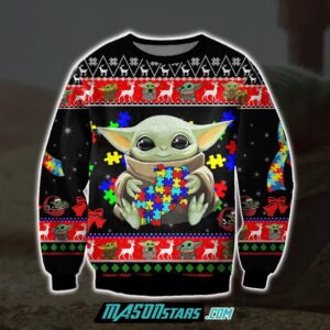 Baby Yoda And Autism Awareness Ugly Christmas Sweater
