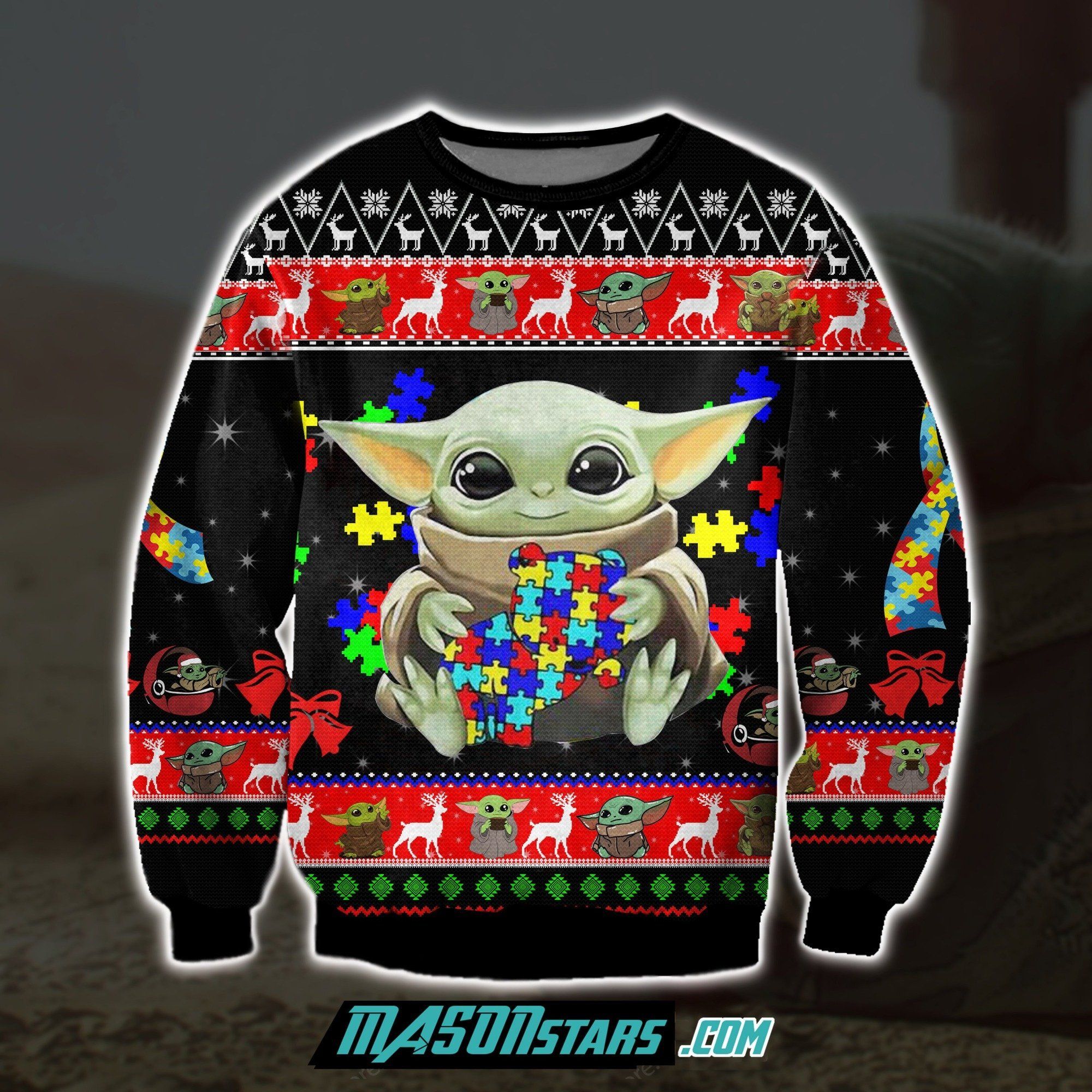 Baby Yoda And Autism Awareness Ugly Christmas Sweater Baby Yoda And Autism Awareness Ugly Christmas Sweater