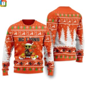 Baby yoda BC Lions christmas ugly sweater