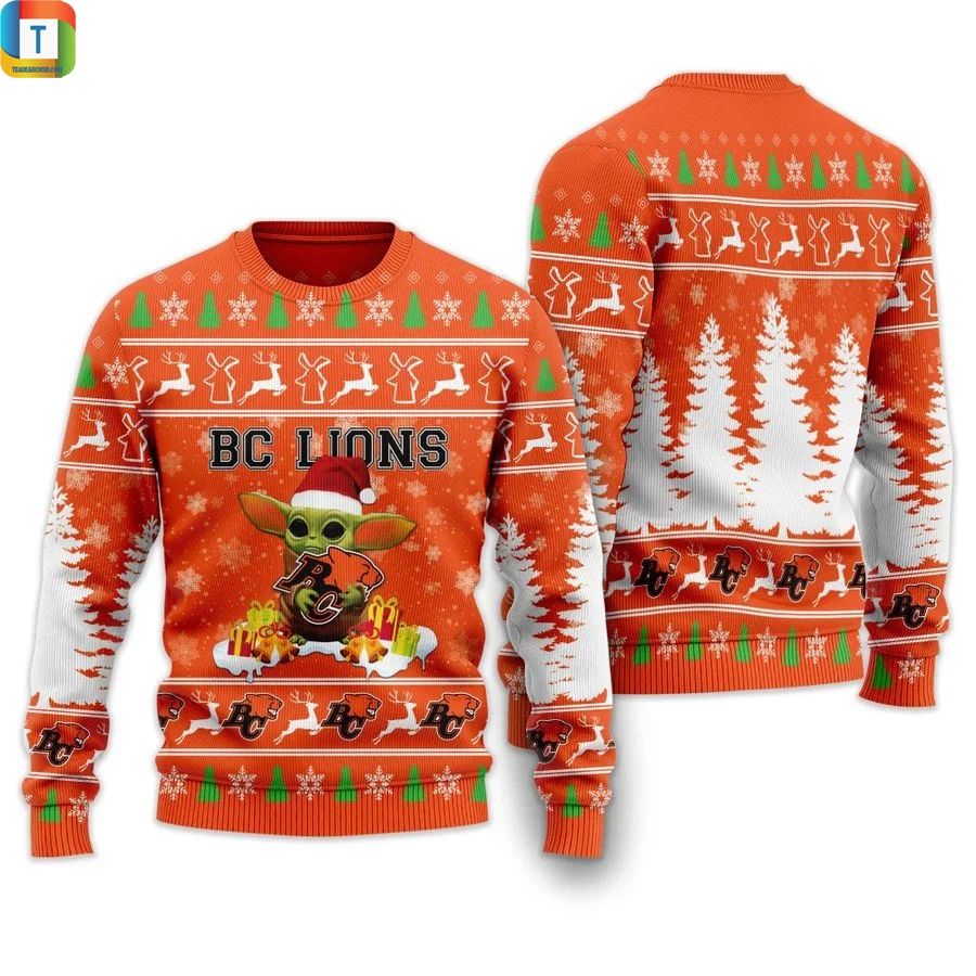 Baby yoda BC Lions christmas ugly sweater Baby yoda BC Lions christmas ugly sweater