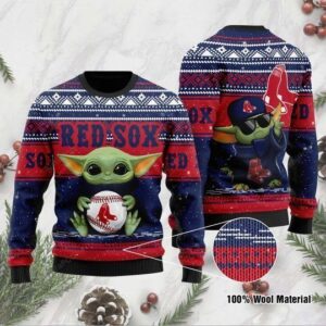 Baby Yoda Boston Red Sox Ugly Christmas Sweater