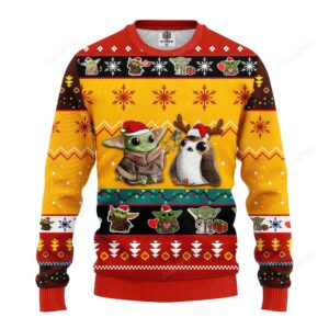 Baby Yoda Cute Ugly Christmas Sweater Yellow