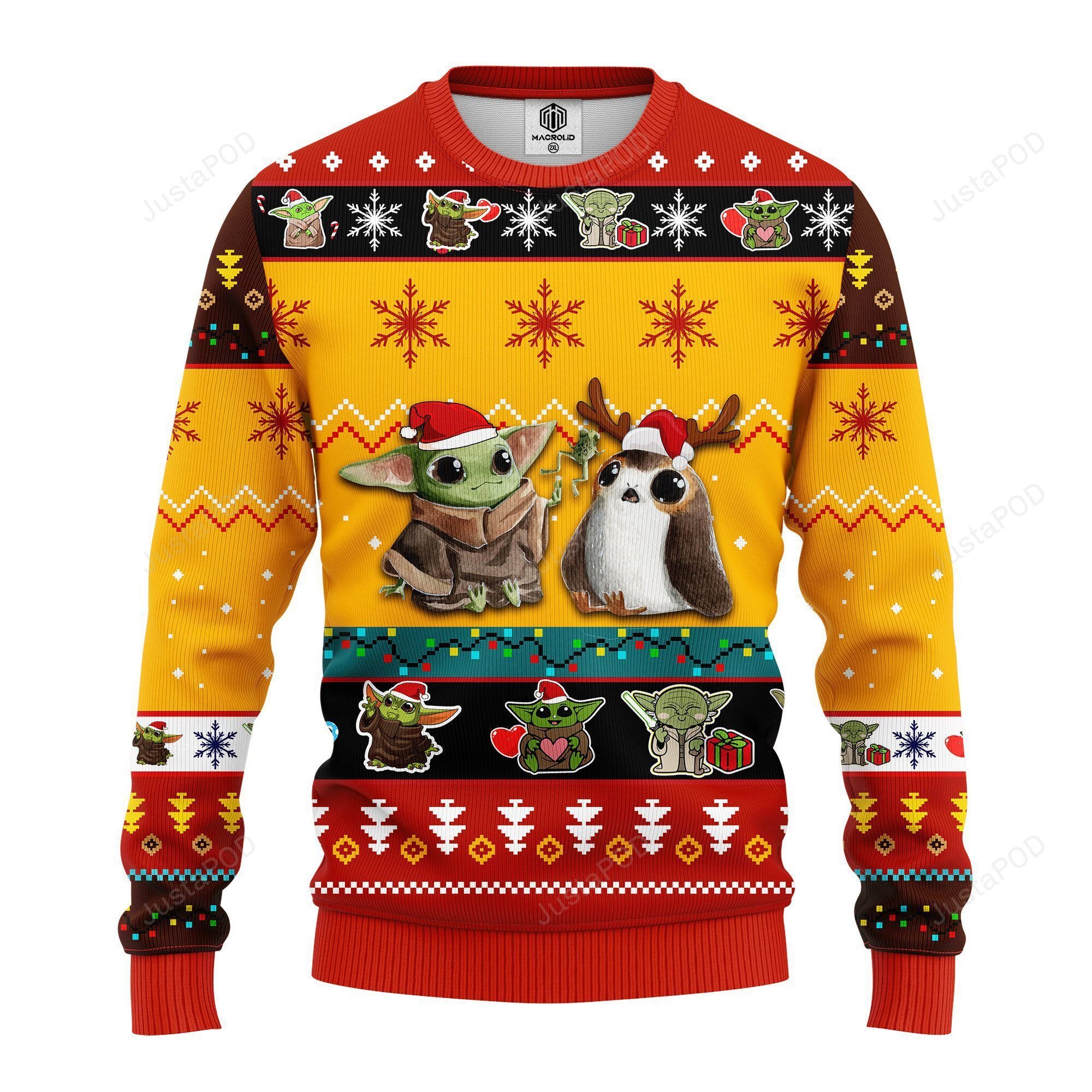 Baby Yoda Cute Ugly Christmas Sweater Yellow Baby Yoda Cute Ugly Christmas Sweater Yellow