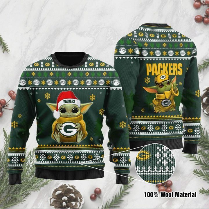 Baby Yoda Green Bay Packers For Fans Ugly Christmas Sweater Baby Yoda Green Bay Packers For Fans Ugly Christmas Sweater