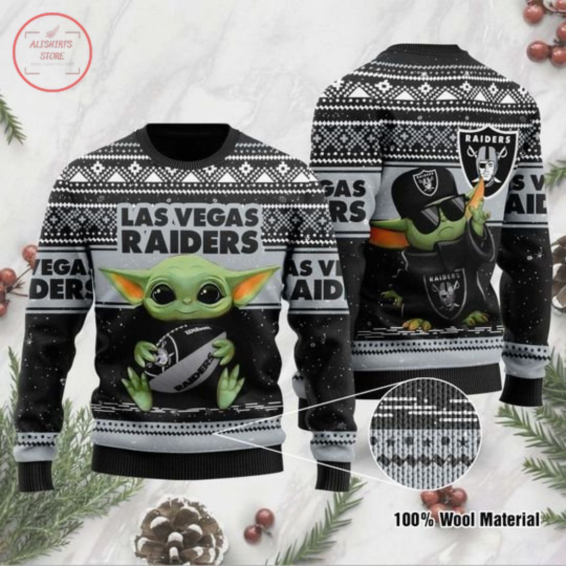 Baby Yoda Las Vegas Raiders Christmas For Fans Ugly Christmas Sweater Baby Yoda Las Vegas Raiders Christmas For Fans Ugly Christmas Sweater