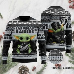Baby Yoda Las Vegas Raiders Ugly Christmas Sweater