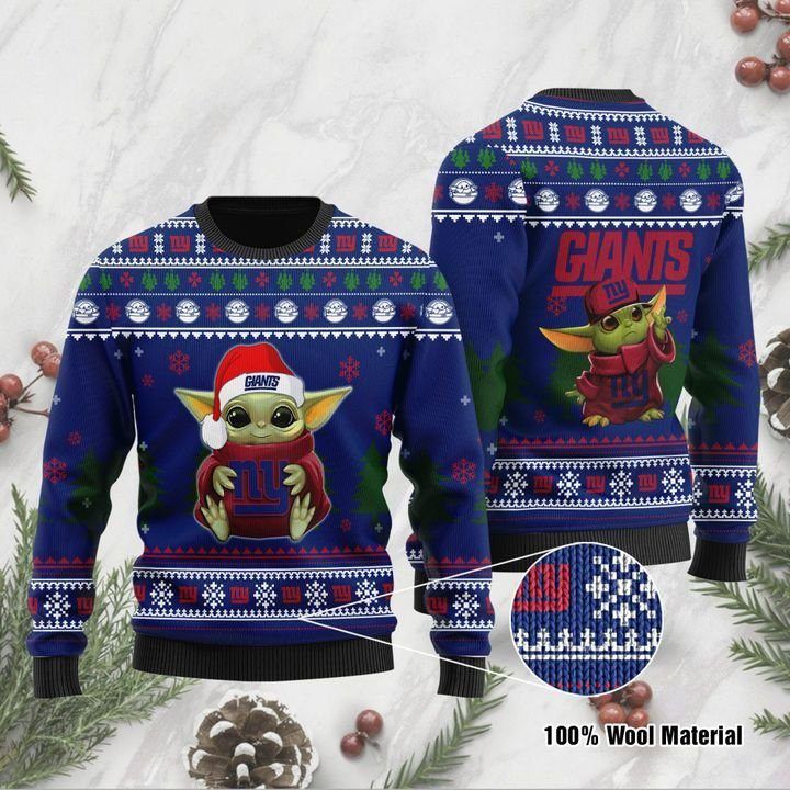 Baby Yoda Love New York Giants Ugly Christmas Sweater Baby Yoda Love New York Giants Ugly Christmas Sweater