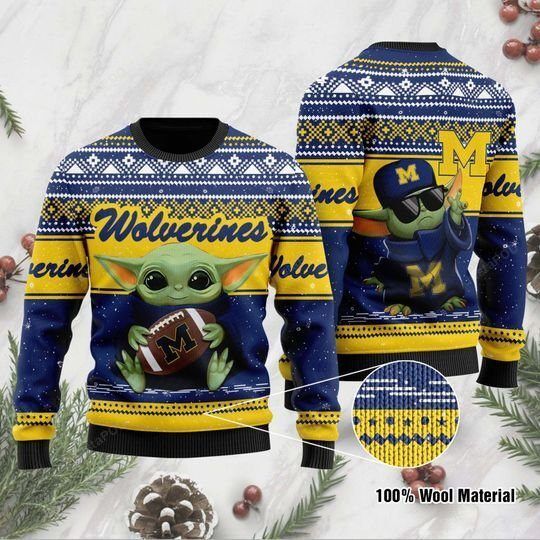 Baby Yoda Michigan Wolverines Ugly Christmas Sweater Baby Yoda Michigan Wolverines Ugly Christmas Sweater