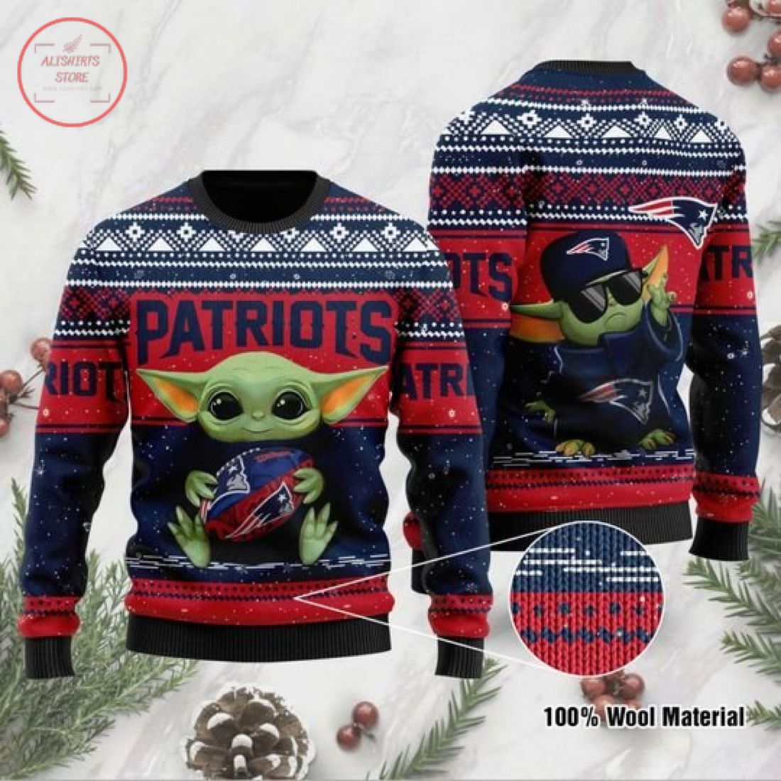 Baby Yoda New England Patriots Christmas For Fans Ugly Christmas Sweater Baby Yoda New England Patriots Christmas For Fans Ugly Christmas Sweater