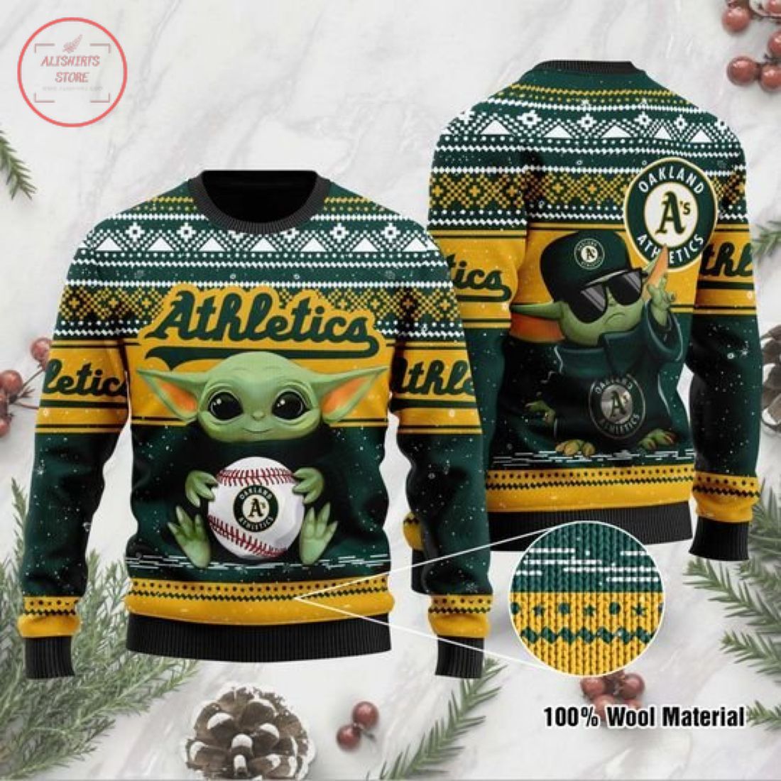 Baby Yoda Oakland Athletics Christmas For Fans Ugly Christmas Sweater Baby Yoda Oakland Athletics Christmas For Fans Ugly Christmas Sweater
