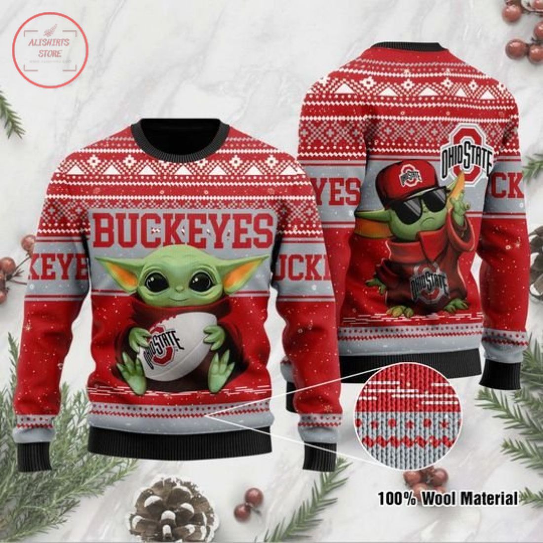 Baby Yoda Ohio State Buckeyes Christmas For Fans Ugly Christmas Sweater Baby Yoda Ohio State Buckeyes Christmas For Fans Ugly Christmas Sweater
