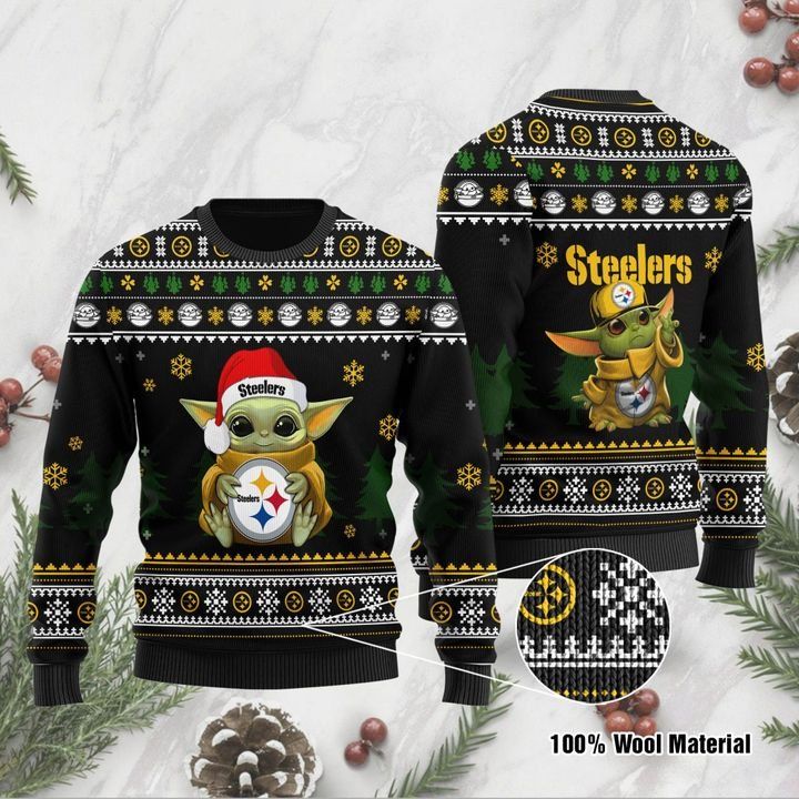 Baby Yoda Pittsburgh Steelers For Fans Ugly Christmas Sweater Baby Yoda Pittsburgh Steelers For Fans Ugly Christmas Sweater