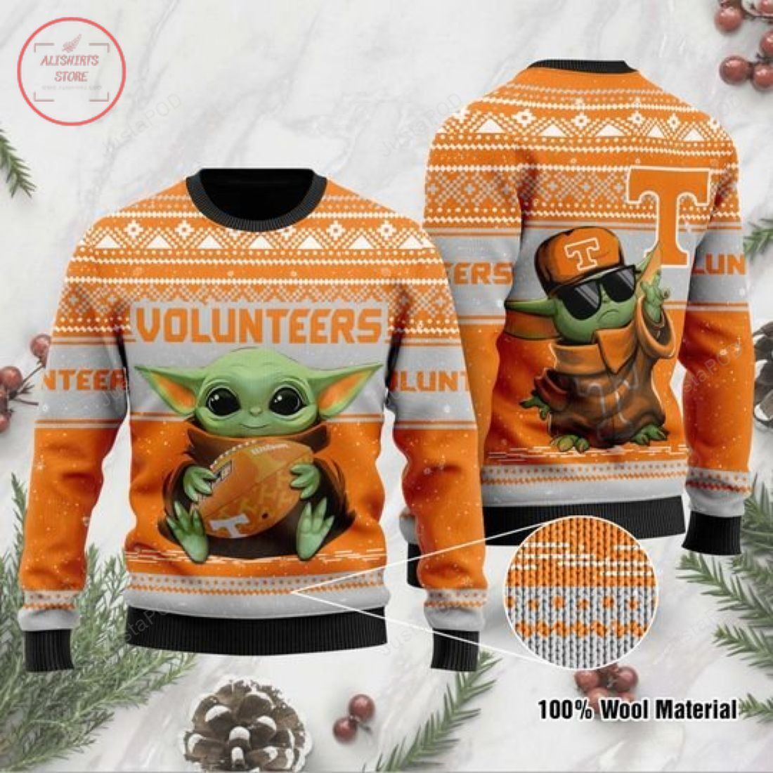 Baby Yoda Tennessee Volunteers Christmas For Yoda Lovers Ugly Christmas Sweater Baby Yoda Tennessee Volunteers Christmas For Yoda Lovers Ugly Christmas Sweater