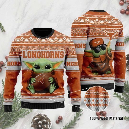 Baby Yoda Texas Longhorns Ugly Christmas Sweater Baby Yoda Texas Longhorns Ugly Christmas Sweater
