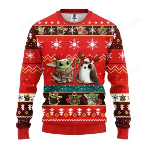 Baby Yoda Ugly Christmas Sweater Red Amazing Gift Idea Thanksgiving Gift