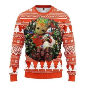 Baltimore Orioles Groot Hug Ugly Christmas Sweater