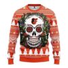 Baltimore Orioles Skull Flower Ugly Christmas Sweater